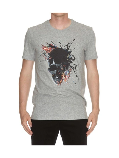 Shop Alexander Mcqueen Skull T-shirt In Pale Grey/mix