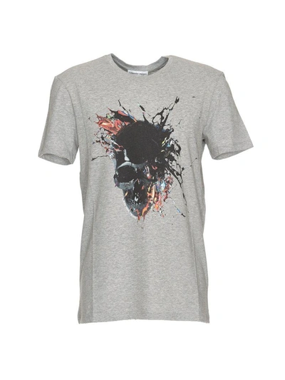 Shop Alexander Mcqueen Skull T-shirt In Pale Grey/mix