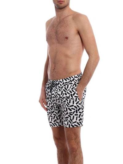 Shop Dolce & Gabbana Abstract Print Boxers In Bianco/nero