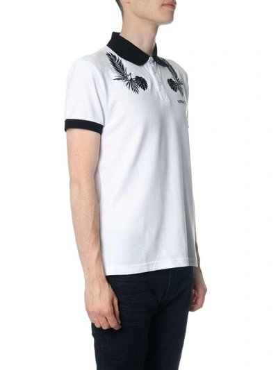 Shop Versace White Cotton Logo Shirt With Embroidered Logo