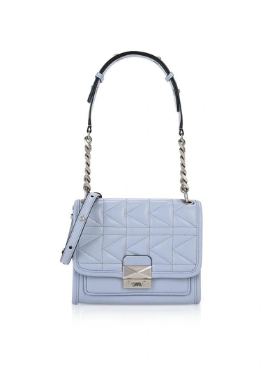 Shop Karl Lagerfeld Mystic Blue K-kuilted Mini Satchel Bag In Light Blue