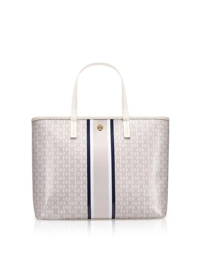 Shop Tory Burch Coated Canvas Gemini Link Small Tote Bag In Ivory