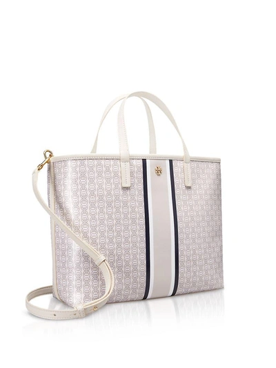 Shop Tory Burch Coated Canvas Gemini Link Small Tote Bag In Ivory