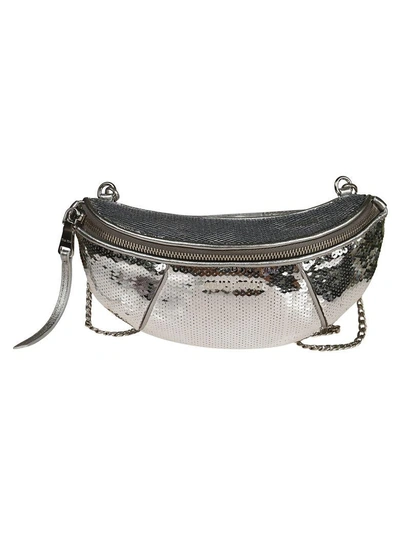 Shop Miu Miu Sequined Belt Bag In Silver