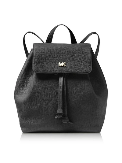 Shop Michael Kors Junie Medium Pebbled Leather Backpack In Black