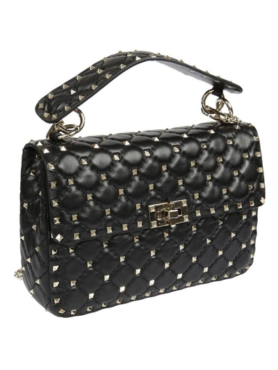 Shop Valentino Studded Quilted Shoulder Bag In 0no Nero