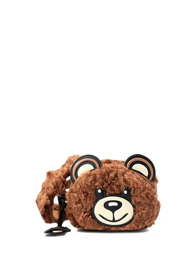 Shop Moschino Teddy Bear Smooth-leather And Mohair Cross-body Bag In Marrone