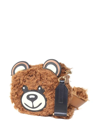 Shop Moschino Teddy Bear Smooth-leather And Mohair Cross-body Bag In Marrone