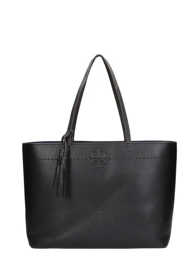 Shop Tory Burch Mcgraw Leather Tote In Black