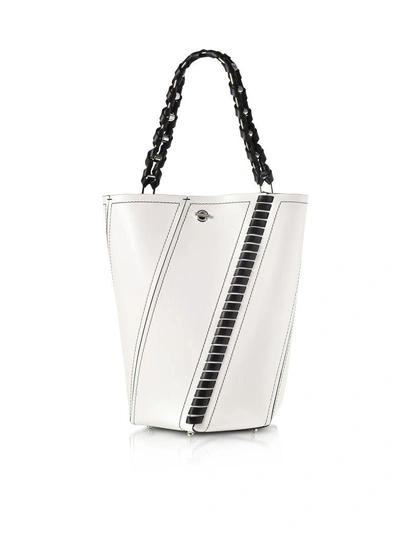 Shop Proenza Schouler Black And White Leather Medium Hex Bucket Bag W/whipstitch