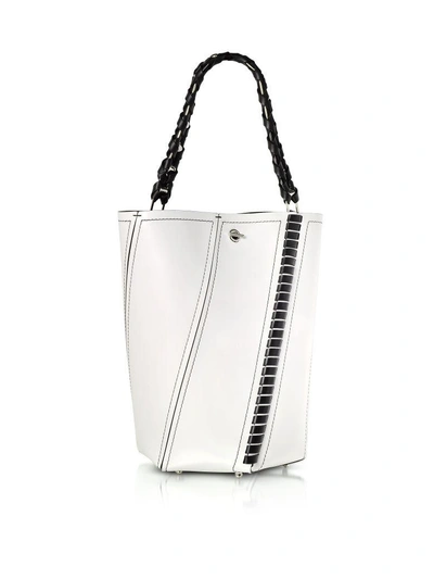Shop Proenza Schouler Black And White Leather Medium Hex Bucket Bag W/whipstitch