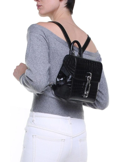 Shop Alexander Wang Hook Mini Croc-embossed Leather Backpack In Nero
