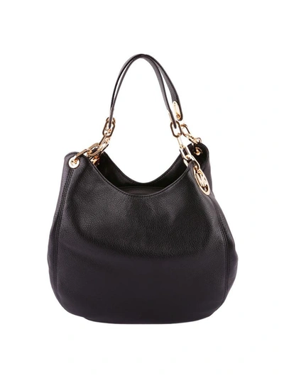 Shop Michael Michael Kors Fulton Leather Shoulder Bag In Black