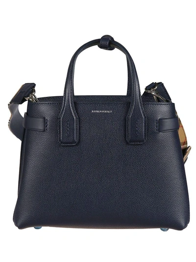 Shop Burberry The Small Banner Tote In Blue