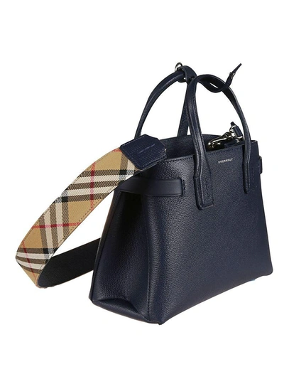 Shop Burberry The Small Banner Tote In Blue