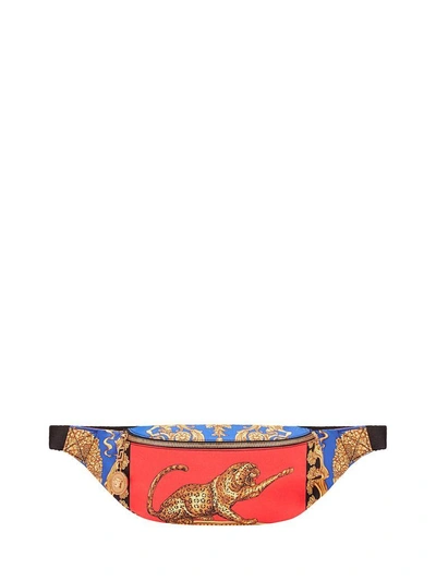 Shop Versace Barocco Pillow Talk Leather And Nylon Fanny Pack In Multi