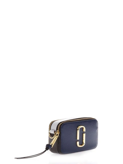 Shop Marc Jacobs Blue Bag In Leather With Logo Print Shoulder Strap
