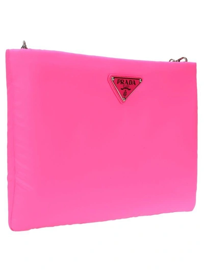 Shop Prada Clutch In Pink Fluo