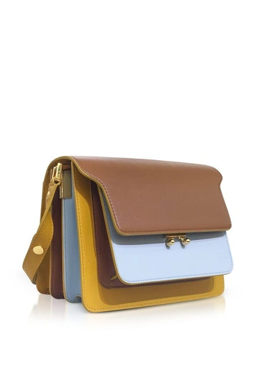 Shop Marni Color Block Calfskin Trunk Bag In Brown