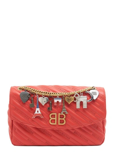 Shop Balenciaga 'bb Round' Bag In Red