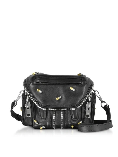 Shop Alexander Wang Black Nappa Leather Micro Marti Shoulder Bag W/pill Studs