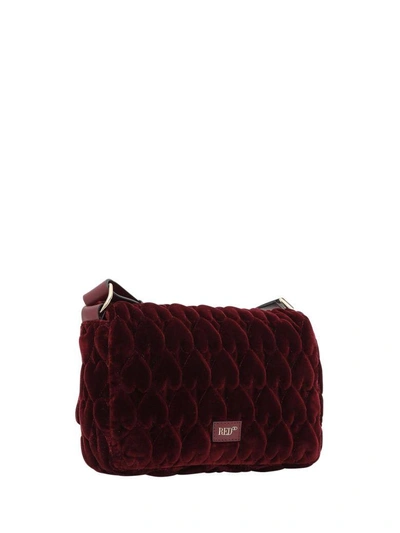 Shop Red Valentino Heart Quilted Velvet Bag In Bordeaux