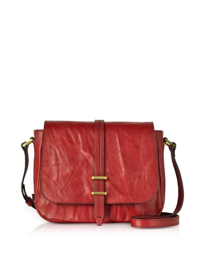 Shop The Bridge Rimbaud Leather Medium Shoulder Bag In Red