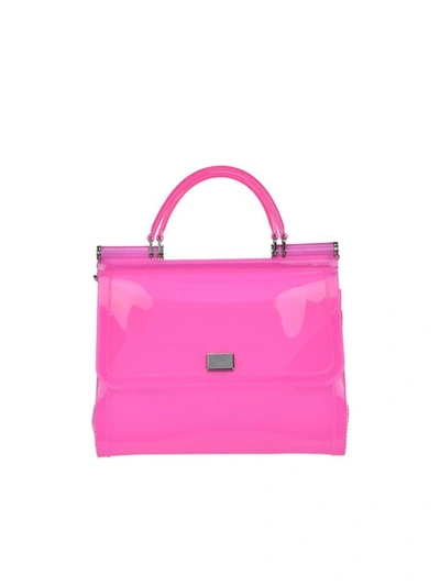 Shop Dolce & Gabbana Semi-transparent Rubber Sicily Handbag In Pink/multicolor