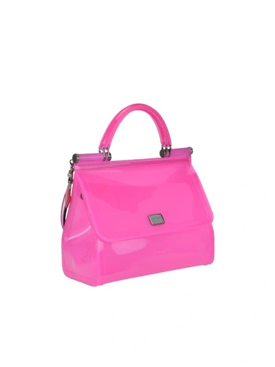 Shop Dolce & Gabbana Semi-transparent Rubber Sicily Handbag In Pink/multicolor