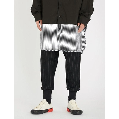 Shop Juun.j Jj Ctrs Stripe Drawstring In Black