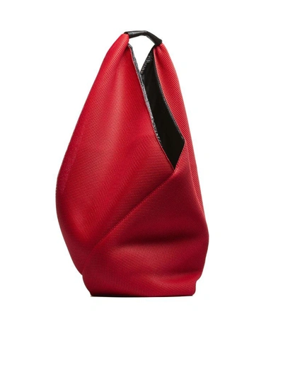 Shop Mm6 Maison Margiela Triangle Handle Hobo Bag In Red