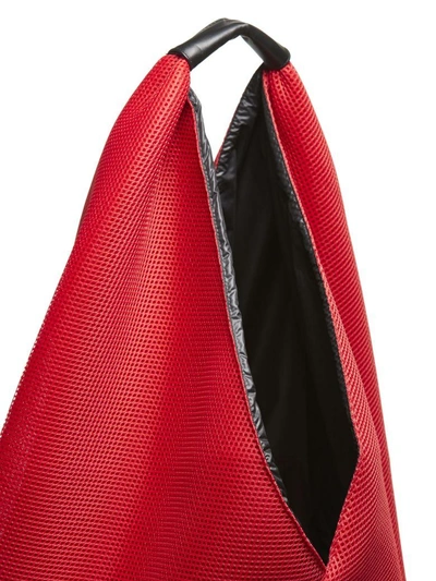 Shop Mm6 Maison Margiela Triangle Handle Hobo Bag In Red