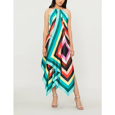 Shop Diane Von Furstenberg Striped Silk Scarf Dress In Carrington Multi Square