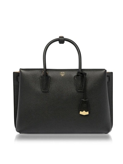 Shop Mcm Milla Black Leather Large Tote Bag