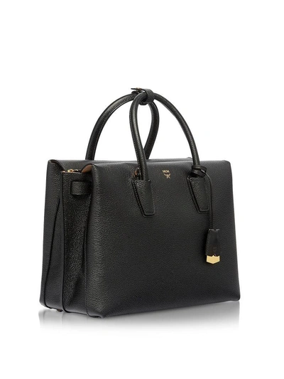 Shop Mcm Milla Black Leather Large Tote Bag
