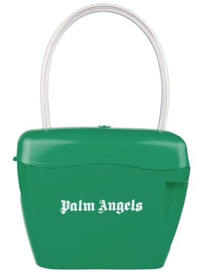 Shop Palm Angels Totes Bag In Verde Bianco