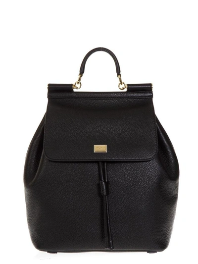 Shop Dolce & Gabbana Sicily Black Leather Backpack