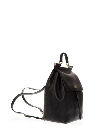 Shop Dolce & Gabbana Sicily Black Leather Backpack