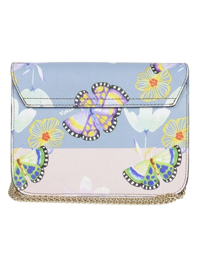 Shop Furla Butterfly Print Mini Metropolis Shoulder Bag In Azzurro