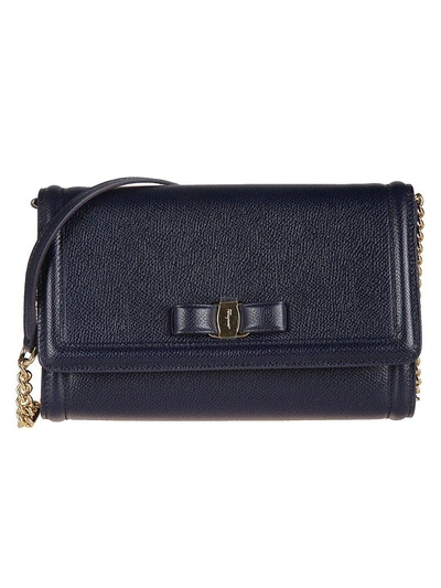 Shop Ferragamo Vara Flap Shoulder Bag In Blueberry