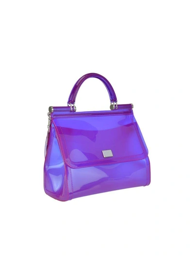 Shop Dolce & Gabbana Semi-transparent Rubber Sicily Handbag In Violet/multicolor