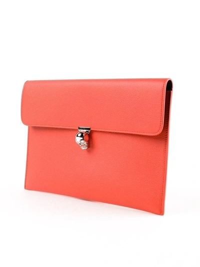 Shop Alexander Mcqueen Skull Clutch In Lust Red