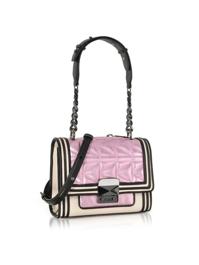 Shop Karl Lagerfeld Metallic Pink K-kuilted Mini Handbag