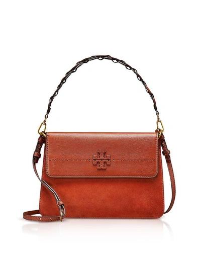 Tory Burch Mcgraw Desert Spice Leather Shoulder Bag In Rust | ModeSens