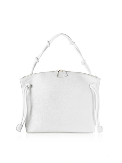 Shop Jil Sander Natural Leather Medium Hill Shoulder Bag In White