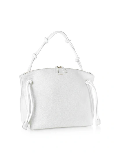 Shop Jil Sander Natural Leather Medium Hill Shoulder Bag In White