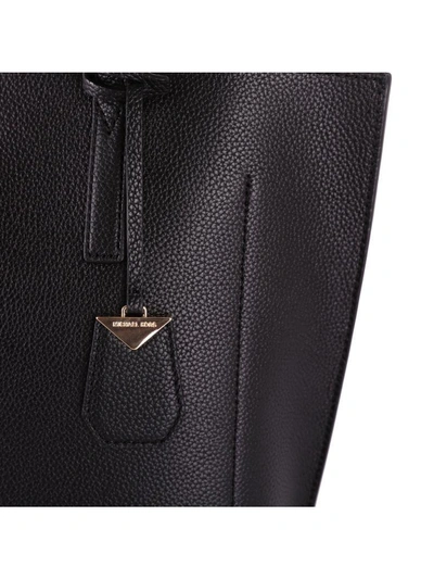 Shop Michael Michael Kors Bonded Leather Tote Bag In Black