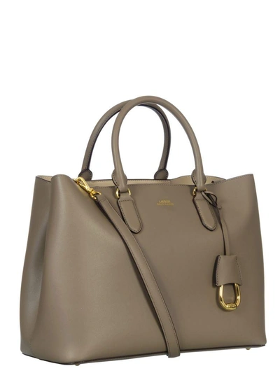 Shop Ralph Lauren Marcy Bowling Bag In Taupe-porcini