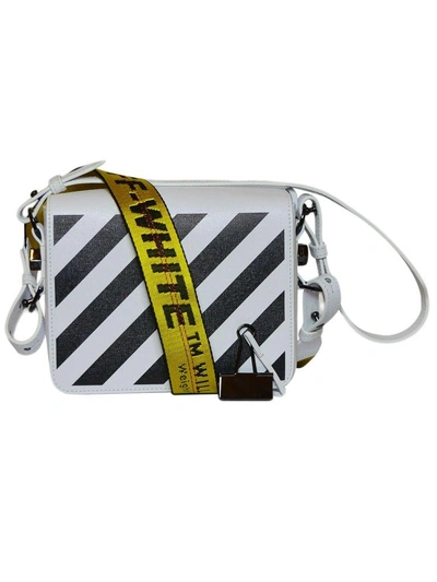 Shop Off-white Striped Logo Shoulder Bag In White Black
