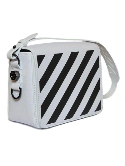 Shop Off-white Striped Logo Shoulder Bag In White Black